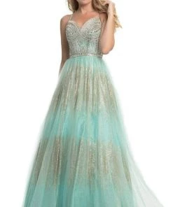Formal Gowns Johnathan Kayne - 9067 Sleeveless Sparkly Glitter Mesh A-Line Gown