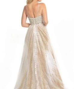 Formal Gowns Johnathan Kayne - 9067 Sleeveless Sparkly Glitter Mesh A-Line Gown