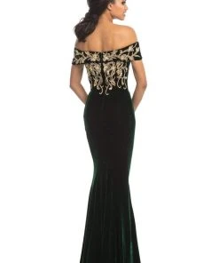 Johnathan Kayne - 9076 Bead Embellished Off-Shoulder Gown Formal Gowns