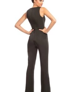 Johnathan Kayne - 9083 Sleeveless Jewel Neck Jumpsuit With Cape Detail Plus Size Dresses