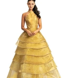 Formal Gowns Johnathan Kayne - 9093 High Halter Tiered Ballgown