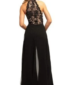 Johnathan Kayne - 9205 Beaded Lace Chiffon Jumpsuit With Skirt Overlay Formal Gowns