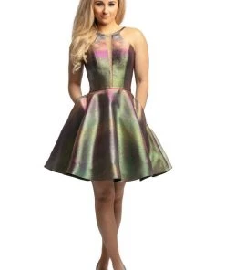 Johnathan Kayne - 9210 Ombre Satin Halter A-line Dress