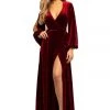 Formal Gowns Johnathan Kayne - 9243 Deep V-neck Long Sleeve A-line Dress