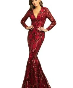 Johnathan Kayne - 9245 Long Sleeve Sequin Textured Mermaid Gown Formal Gowns