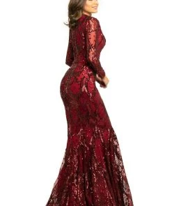 Johnathan Kayne - 9245 Long Sleeve Sequin Textured Mermaid Gown Formal Gowns
