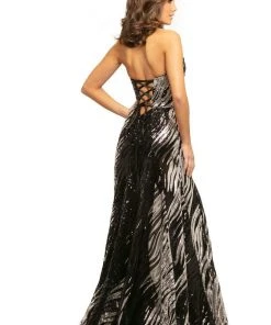 Johnathan Kayne - 9255 Sequined Sweetheart Slit Trumpet Gown