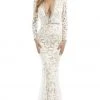 Johnathan Kayne - Sequined Plunging V-neck Mermaid Gown 6113 - 1 Pc Gold/Black In Size 4 Available Formal Gowns