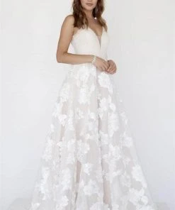 Formal Gowns Jolene Collection - Beaded Lace A-line Prom Dress 18117L - 1 Pc Ivory/Nude In Size 22 Available