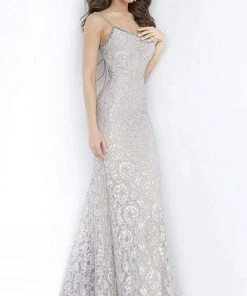 Formal Gowns Jovani - 00355 Embroidered Scoop Neck Trumpet Dress