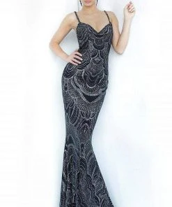 Formal Gowns Jovani - 00501 Embellished V-neck Trumpet Dress