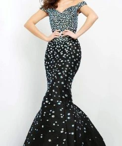 Formal Gowns Jovani - 00699 Beaded Off Shoulder Mermaid Gown
