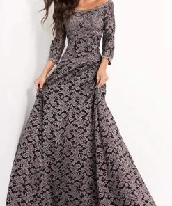 Jovani - 03357 Lace Off Shoulder A-line Gown Formal Gowns