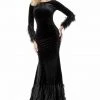 Jovani - 1085 Embellished Bateau Feathered Trumpet Dress Formal Gowns