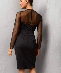 Jovani - 1590 Sheer Plunging Cocktail Dress Cocktail Dresses