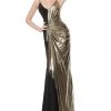Jovani - 1700 V-Neck Sheath Dress With Train
