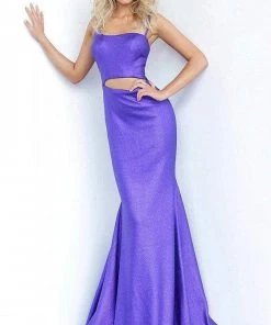 Jovani - 2137 Asymmetrical Cutout Trumpet Gown