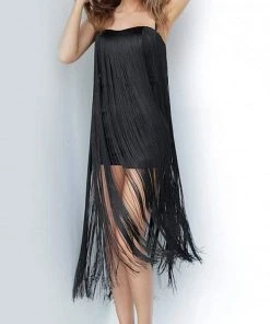 Cocktail Dresses Jovani - 3342 Fringe Semi-Sweetheart Romper Dress