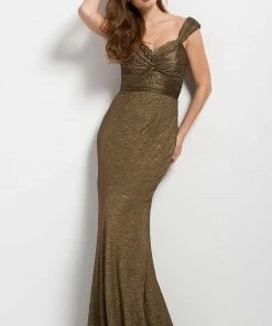 Formal Gowns Jovani - 45156 Ruched Off-Shoulder Sheath Dress
