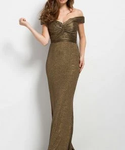 Formal Gowns Jovani - 45156 Ruched Off-Shoulder Sheath Dress