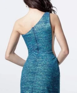 Jovani - 4583 Asymmetric One Shoulder Fitted Glitter Cocktail Dress 5 Jovani - 4583 Asymmetric One Shoulder Fitted Glitter Cocktail Dress