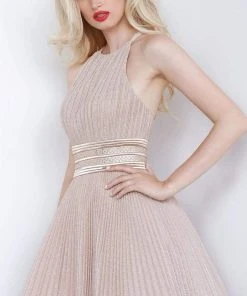 Cocktail Dresses Jovani - 4664 Pleated Halter A-Line Cocktail Dress