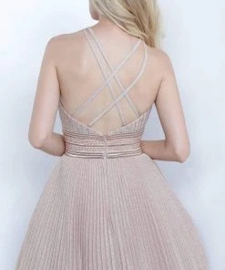 Cocktail Dresses Jovani - 4664 Pleated Halter A-Line Cocktail Dress