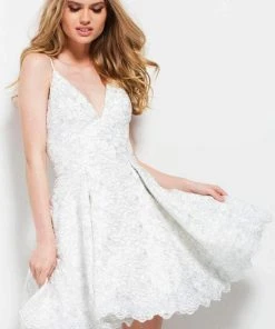 Cocktail Dresses Jovani - 51788 Dainty Spaghetti Straps Short Dress 6 Cocktail Dresses Jovani - 51788 Dainty Spaghetti Straps Short Dress