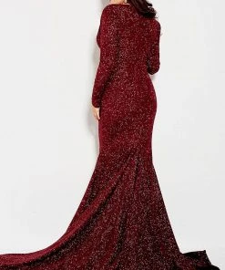 Jovani - 55791 Plunging Stretch Glitter Jersey Trumpet Dress Formal Gowns