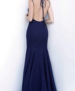 Jovani - 60214 Plunging V-neck Glitter Trumpet Dress Formal Gowns 9 Jovani - 60214 Plunging V-neck Glitter Trumpet Dress Formal Gowns