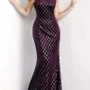 Jovani - 63512 Sequined Bateau Velvet Trumpet Dress With Train 2 Jovani - 63512 Sequined Bateau Velvet Trumpet Dress With Train