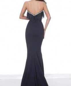 Formal Gowns Jovani - 63892 Strapless Feather-Fringed Long Mermaid Gown