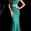 Jovani - 66271 Two Piece Ruffled Asymmetric Mermaid Dress With Train Formal Gowns