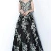Jovani - 66883 Embroidered Wide V-neck Ballgown Formal Gowns