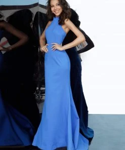 Formal Gowns Jovani - 67661 Sleeveless High Halter Trumpet Dress With Train 8 Formal Gowns Jovani - 67661 Sleeveless High Halter Trumpet Dress With Train