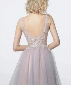 Cocktail Dresses Jovani - Applique A-Line Cocktail Dress 3939SC - 1 Pc Blush In Size 00 Available
