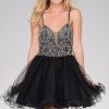 JVN By Jovani Cocktail Dresses Jovani - Bead Embellished V-neck Tulle Fit And Flare Dress JVN47550