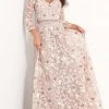 Jovani - Beaded Floral Applique A-Line Gown 04451SC - 1 Pc Pink In Sizes 10 Available