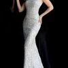Formal Gowns Jovani - Beaded Lace Prom Dress 61357SC - 1 Pc Gold In Size 2 Available