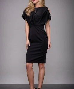 Cocktail Dresses Jovani - Cap Sleeve With Cutout Black Cocktail Dress M53167