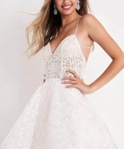 JVN By Jovani Jovani - Embroidered A-Line Cocktail Dress JVN04709SC - 2 Pc Off White In Size 00 And 0 Available Cocktail Dresses