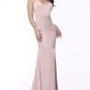 Jovani - Fitted V-Neck Satin Evening Dress 66682SC - 1 Pc Blush In Size 4 Available Formal Gowns 1 Jovani - Fitted V-Neck Satin Evening Dress 66682SC - 1 Pc Blush In Size 4 Available Formal Gowns