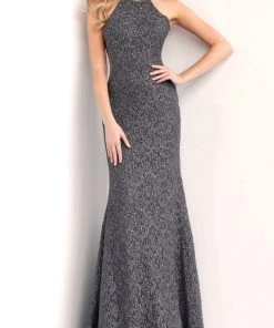 Formal Gowns Jovani - Halter Bodice Glitter Trumpet Dress 64010SC - 1 Pc Blush In Size 4 Available