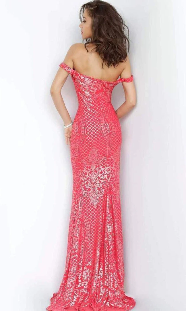 JVN By Jovani Formal Gowns Jovani - Intricate Off Shoulder Long Gown JVN60139SC - 1 Pc Blush In Size 4 Available 5 JVN By Jovani Formal Gowns Jovani - Intricate Off Shoulder Long Gown JVN60139SC - 1 Pc Blush In Size 4 Available