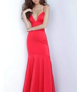 JVN By Jovani Jovani - JVN00964 Plunging V-neck Trumpet Dress