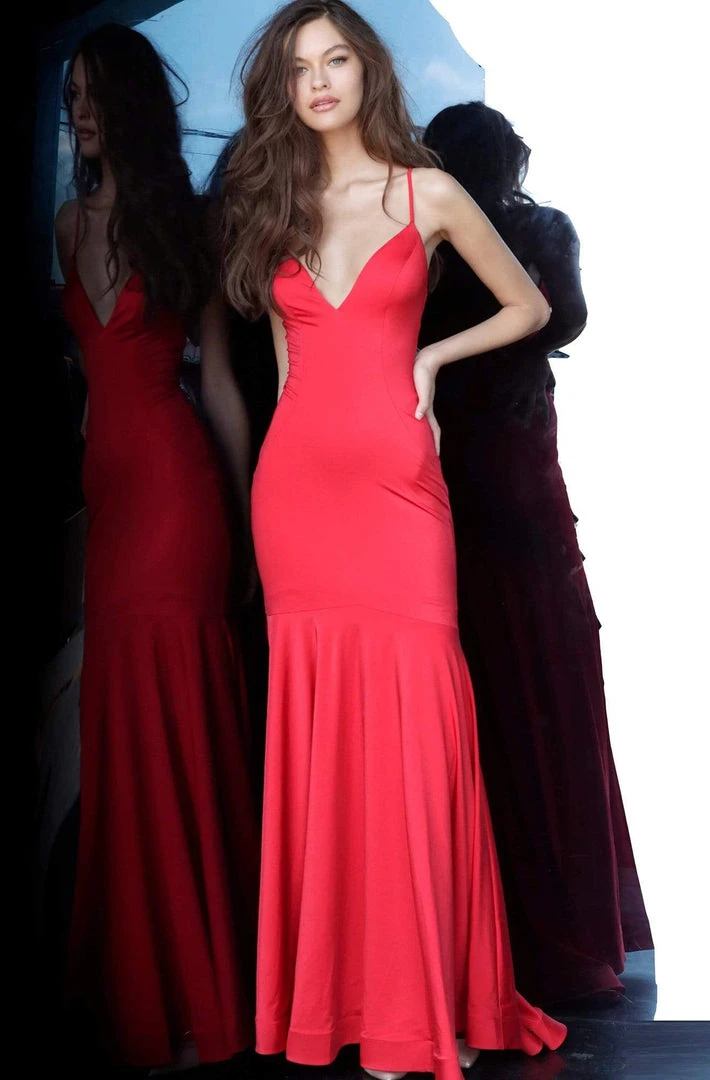 JVN By Jovani Jovani - JVN00964 Plunging V-neck Trumpet Dress 6 JVN By Jovani Jovani - JVN00964 Plunging V-neck Trumpet Dress