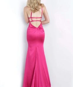 JVN By Jovani Jovani - JVN02044 Deep V-neck Trumpet Dress With Cutouts And Train