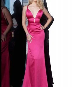 JVN By Jovani Jovani - JVN02044 Deep V-neck Trumpet Dress With Cutouts And Train 9 JVN By Jovani Jovani - JVN02044 Deep V-neck Trumpet Dress With Cutouts And Train