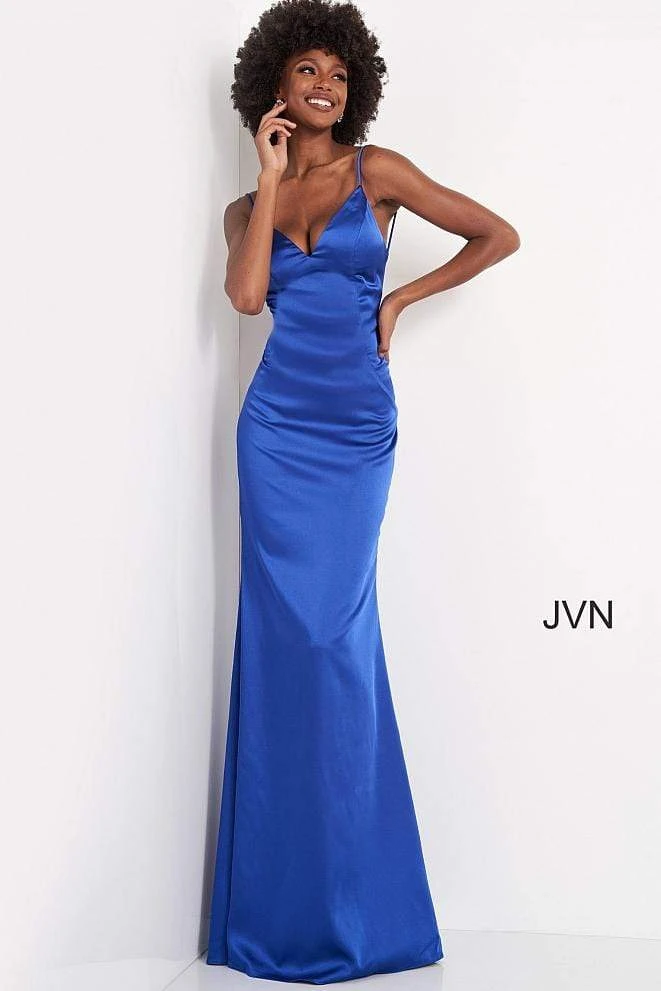 JVN By Jovani Jovani - JVN02048 Long V-Neck Satin Mermaid Gown 3 JVN By Jovani Jovani - JVN02048 Long V-Neck Satin Mermaid Gown