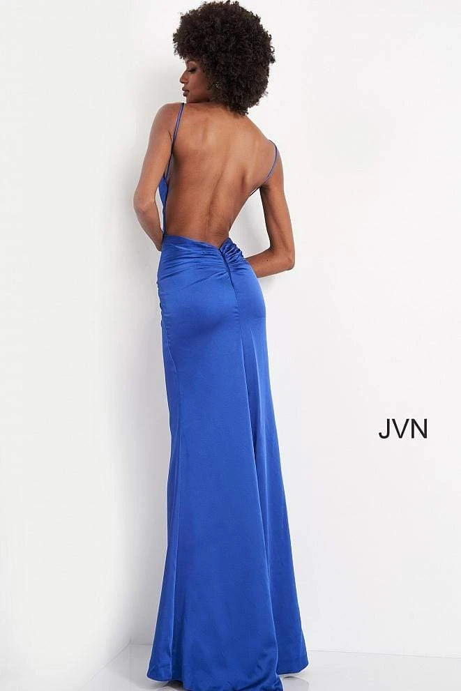 JVN By Jovani Jovani - JVN02048 Long V-Neck Satin Mermaid Gown 4 JVN By Jovani Jovani - JVN02048 Long V-Neck Satin Mermaid Gown